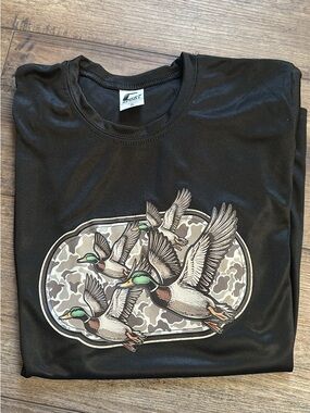 Black Graphic Duck-Print Kids Jersey Shirt